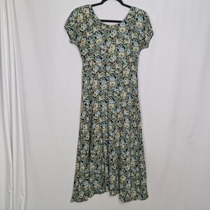 90s Vintage Floral Midi Dress